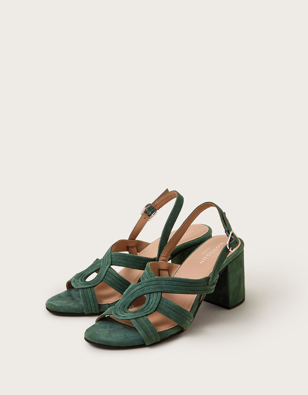 Olive green block heels sale