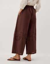 Eden Palm Cutwork Wide Leg Trousers , Brown (BROWN), large