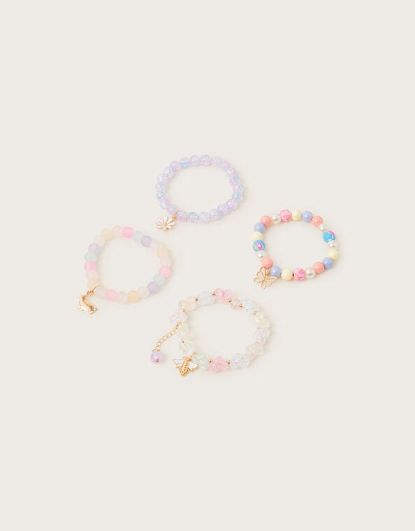 4-Pack Frosted Bead Bracelets, Multi (MULTI), large