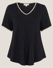 Tilly Trim Jersey T-Shirt , Black (BLACK), large