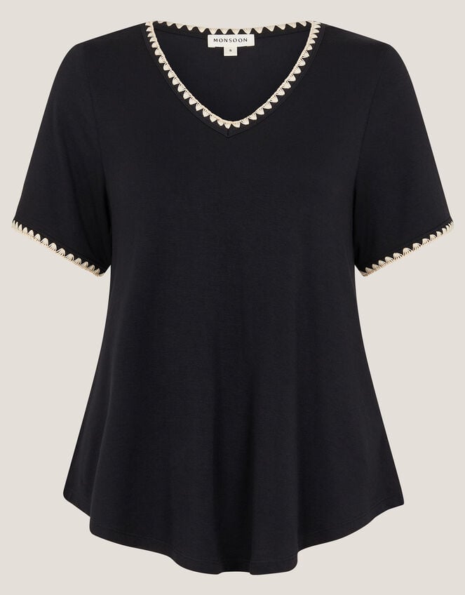 Tilly Trim Jersey T-Shirt , Black (BLACK), large