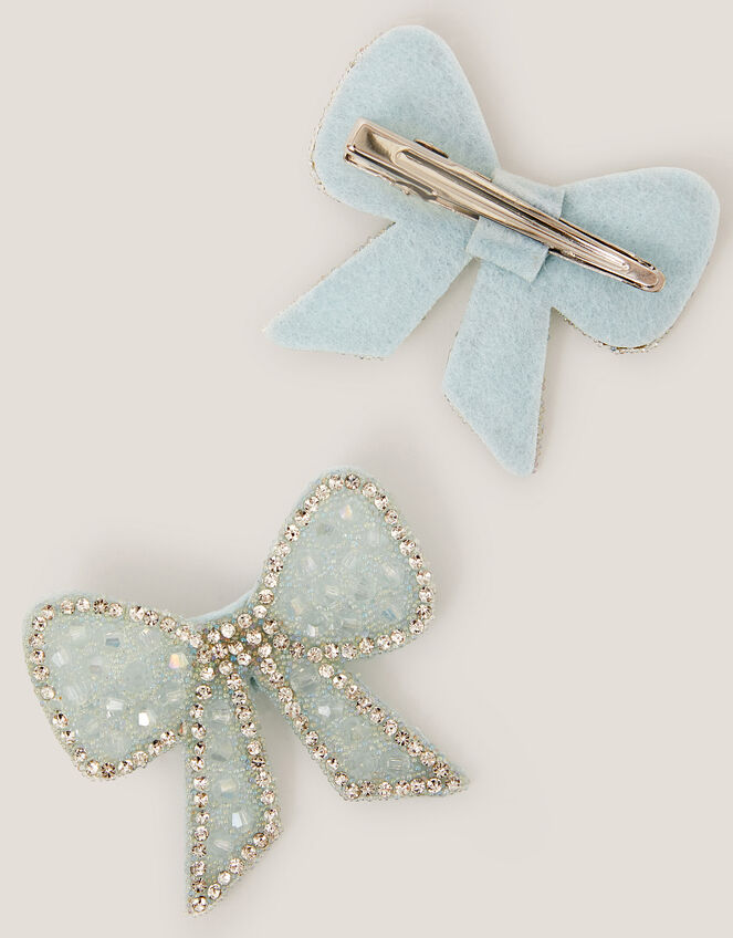 2-Pack Embellished Bow Hair Clips, , large