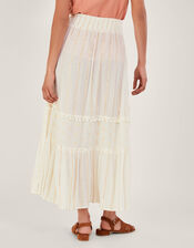 Tiered Metallic Beach Skirt, White (WHITE), large