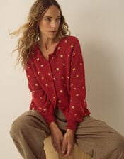 Fee Foil Bow Knit Cardigan, Red (BURGUNDY), large