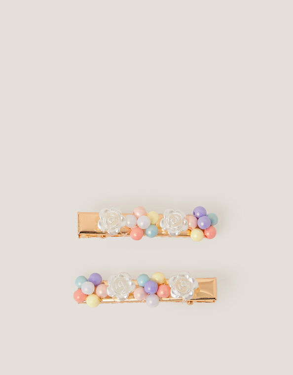 2-Pack Flower Bead Hair Clips, , large