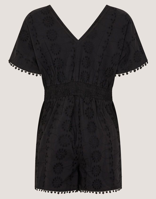 Floral Broderie Playsuit, Black (BLACK), large