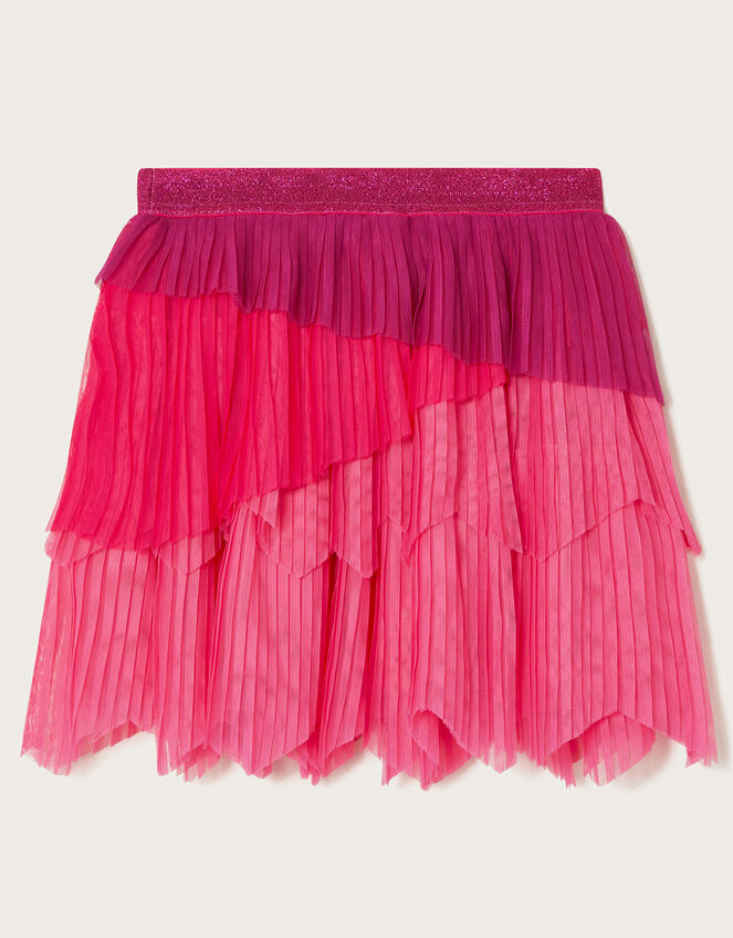 Tier Pleated Mesh Skirt, Pink (PINK), large