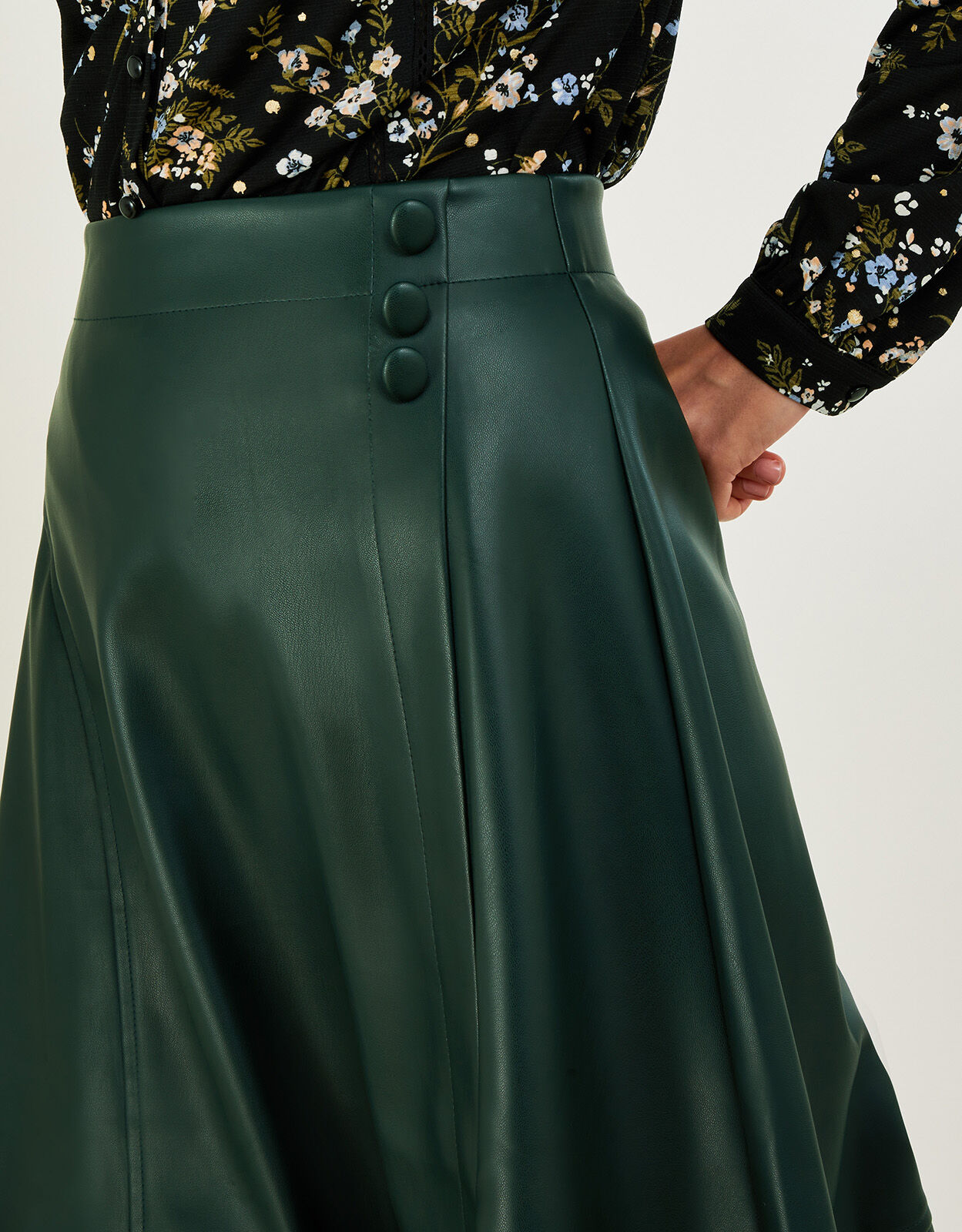 Pleather green skirt discount