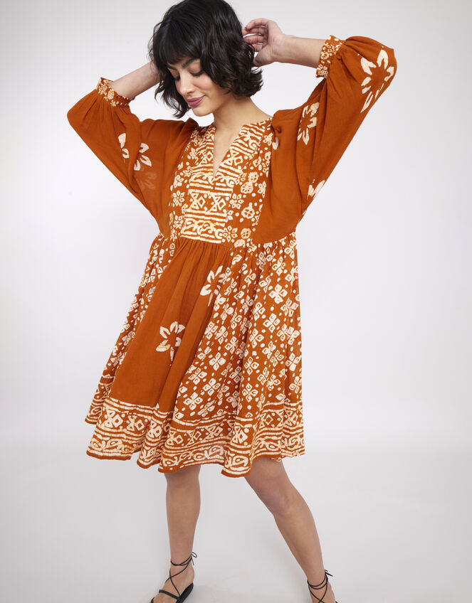East Brielle Dye Print Dress, Yellow (OCHRE), large