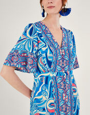 Raegan Contrast Print Dress with LENZING™ ECOVERO™, Blue (BLUE), large