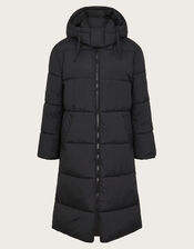 Lissy Long Hooded Puffer Coat, Black (BLACK), large