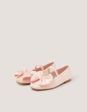 Bow Satin Ballet Flats, Pink (PINK), large