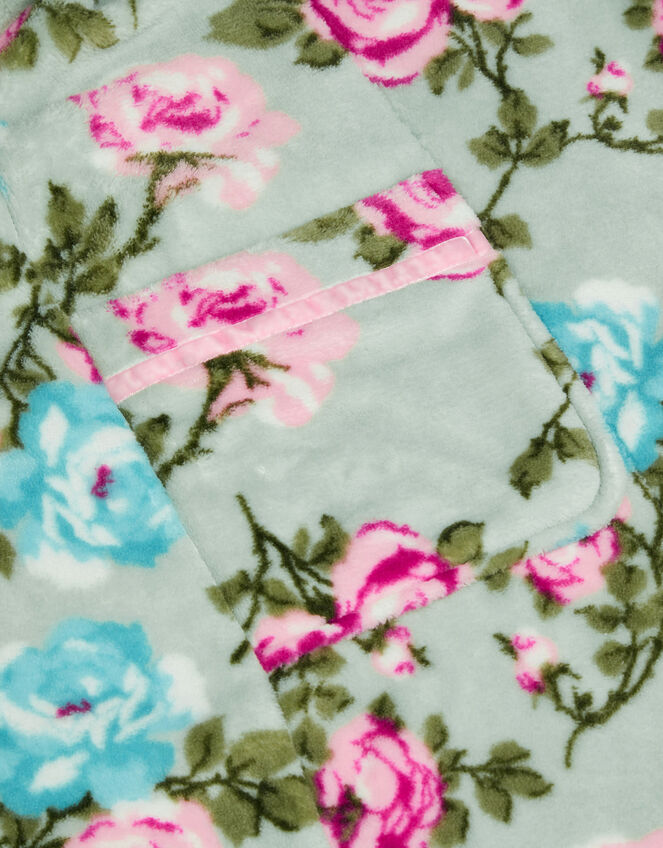 Fleece Floral Print Dressing Gown, Pink (PINK), large
