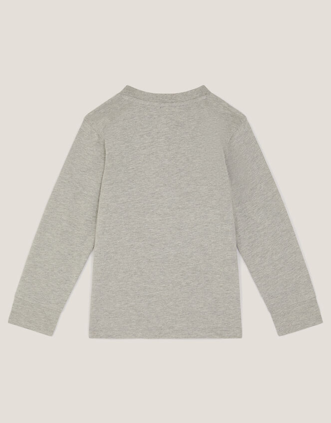 Snowboard Dinosaur Long Sleeve Top, Grey (GREY), large