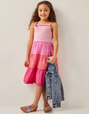 Ric Rac Colour Block Tiered Dress, Pink (PINK), large
