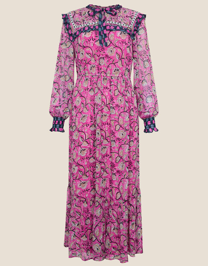 Elle Woodblock Printed Dress, Pink (PINK), large
