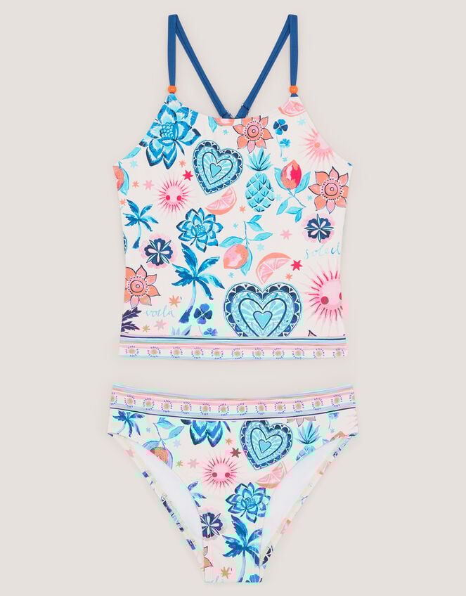 Pineapple Print Tankini Set, Cream (CREAM), large