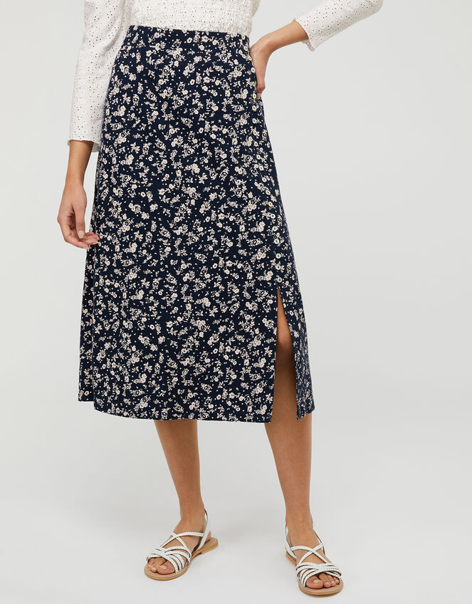 Natty Ditsy Floral Midi Skirt Blue | Skirts | Monsoon UK.