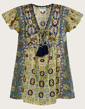 Heritage Print Premium Flutter Sleeve Top, Green (GREEN), large