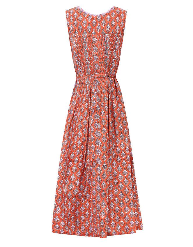 East Skye Pintuck Midi Dress in Organic Cotton, Red (RED), large