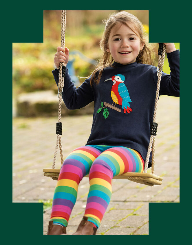 Frugi Rainbow Stripe Leggings, Multi (MULTI), large