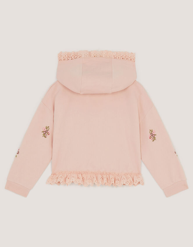 Floral Embroidered Broderie Hoodie, Pink (PINK), large