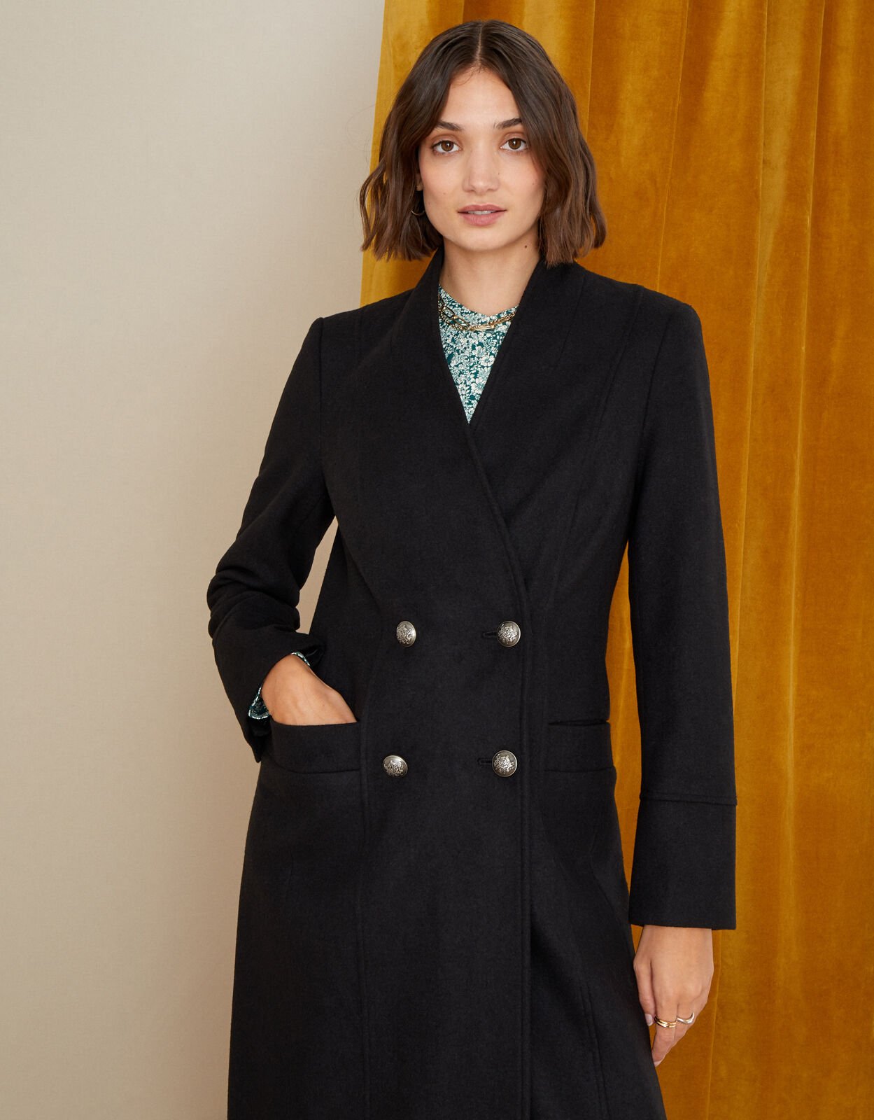 Womens long clearance black coats uk