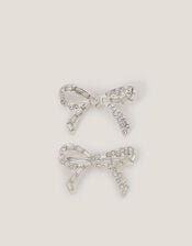 2-Pack Diamanté Bow Hair Clips, , large