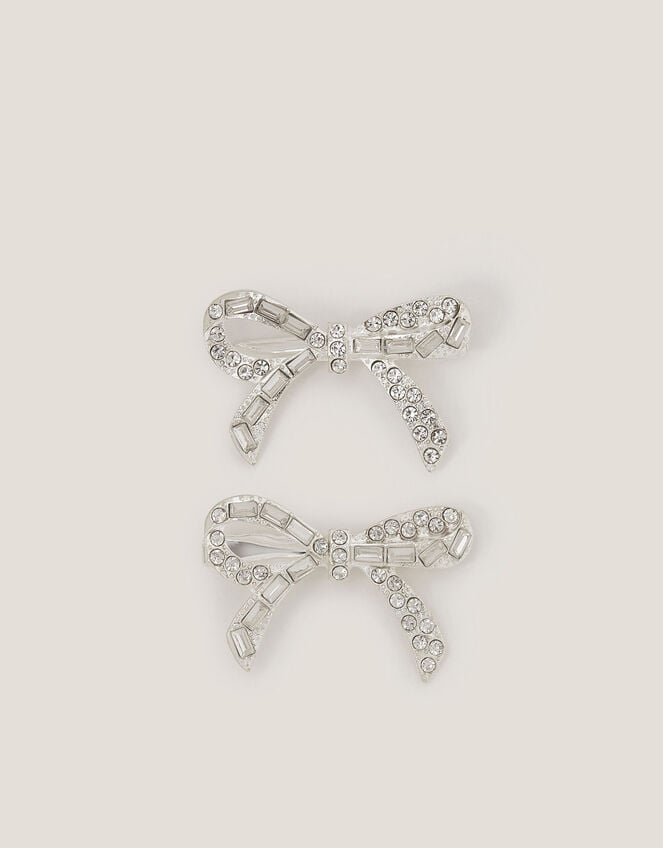 2-Pack Diamanté Bow Hair Clips, , large