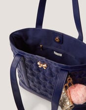 Bow Quilted School Tote Bag, , large