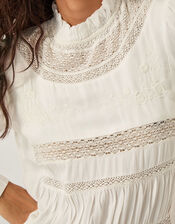 Lila Embroidered Lace Panel Blouse, Ivory (IVORY), large
