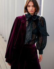 Velvet Blazer, Purple (PLUM), large