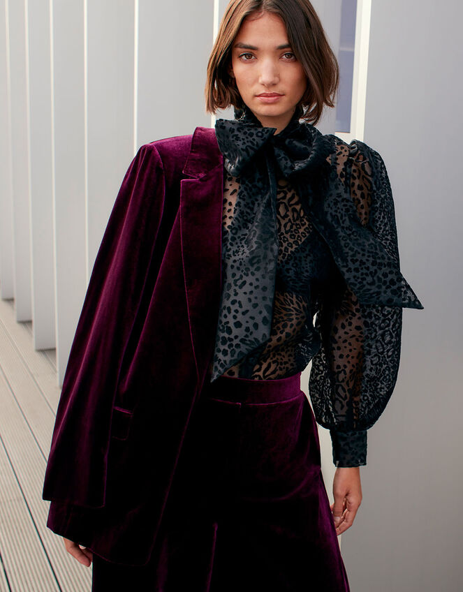 Velvet Blazer, Purple (PLUM), large