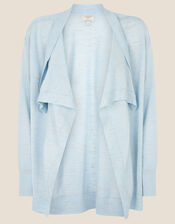 Waterfall Cardigan in Linen Blend , Blue (BLUE), large
