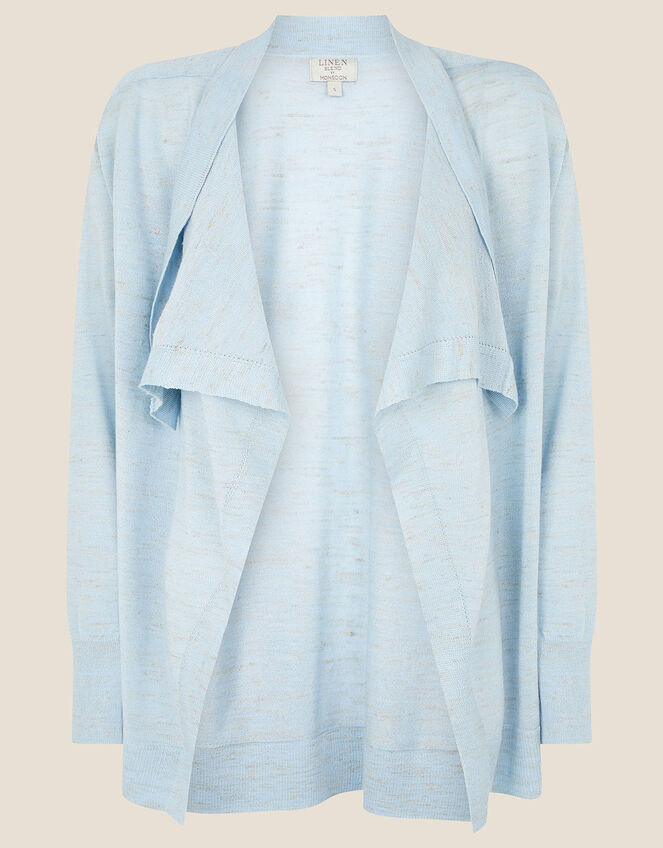 Waterfall Cardigan in Linen Blend , Blue (BLUE), large