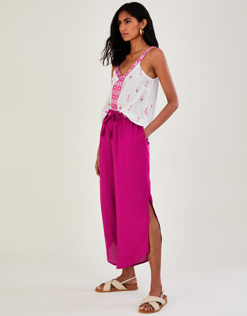 Plain Wide Leg Trousers in LENZING™ ECOVERO™, Pink (MAGENTA), large