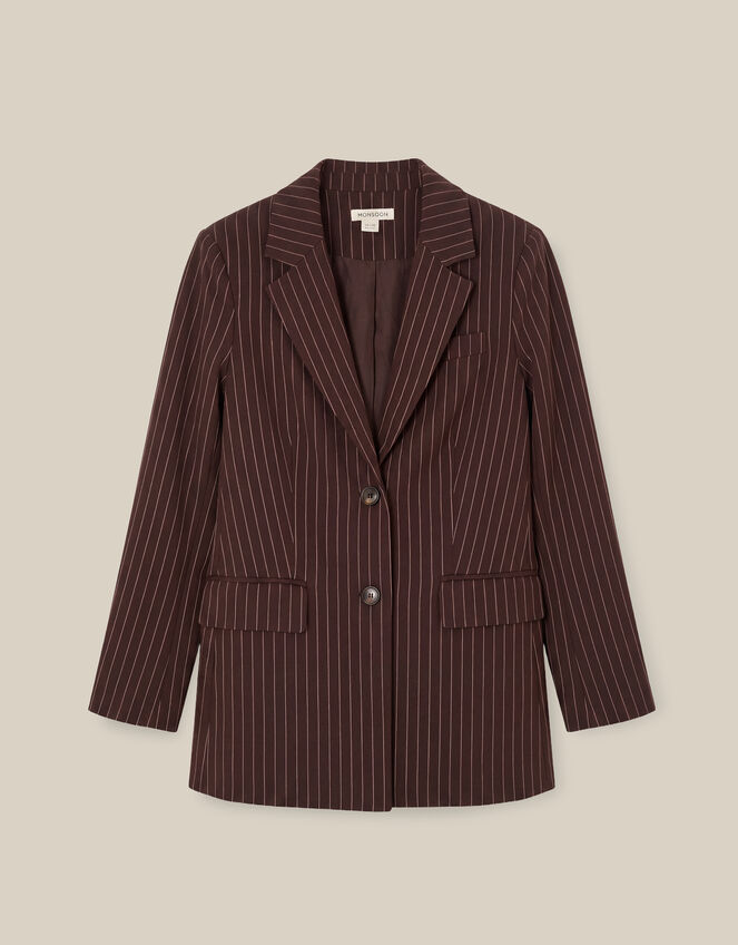 Jen Pinstripe Blazer, Brown (CHOCOLATE), large