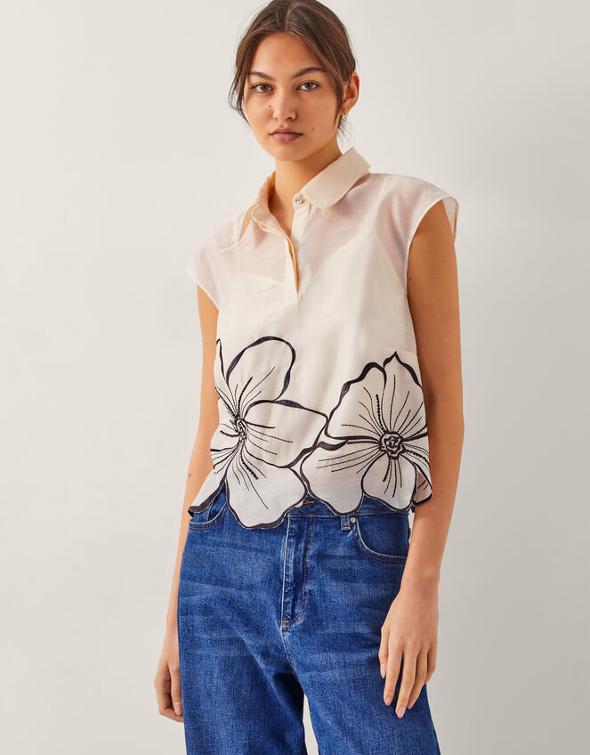 Bridget Floral Shirt , Ivory (IVORY), large