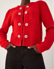 Fessa Jewel Brooch Cardigan, Red (RED), large