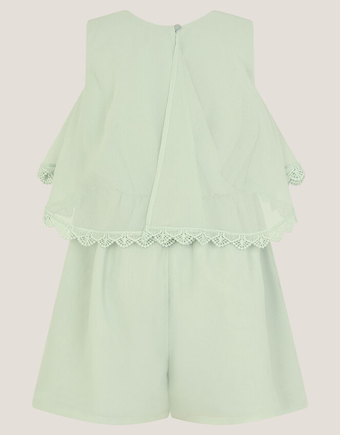 Leia Lace Trim Tier Playsuit, Green (SAGE), large