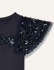 Party Sequin Top and Shorts Set, Blue (NAVY), large
