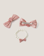 Bridesmaid Rosette Bag & Accessories Set, Pink (PALE PINK), large