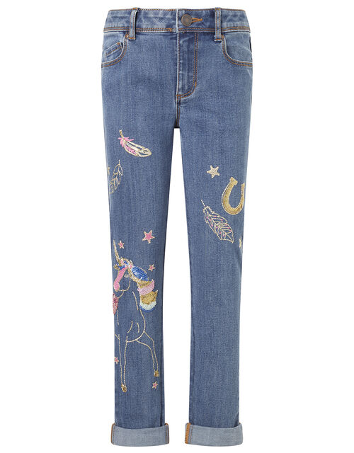 Girls Unicorn Patched Denim Jeans