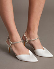 Diamante Trim Pointed Toe Bridal Heels, Ivory (IVORY), large