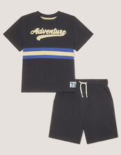 Stripe Jersey T-Shirt & Shorts Set, Blue (BLUE), large