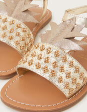 Embellished Pineapple Sandals, Gold (GOLD), large