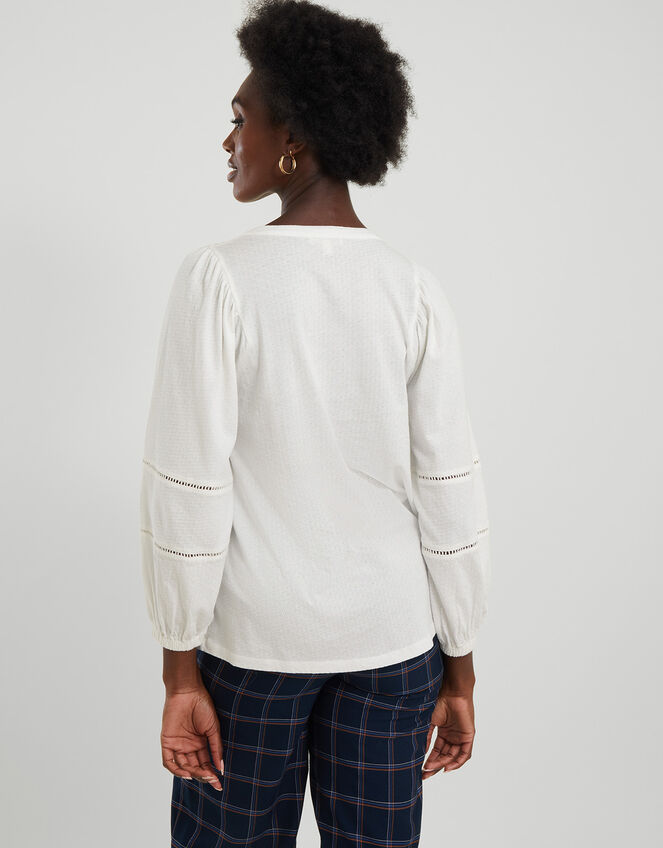 Long Sleeve Bohemian Jersey Top, Ivory (IVORY), large
