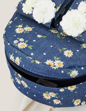 Daisy Denim Embellished Mini Backpack, , large