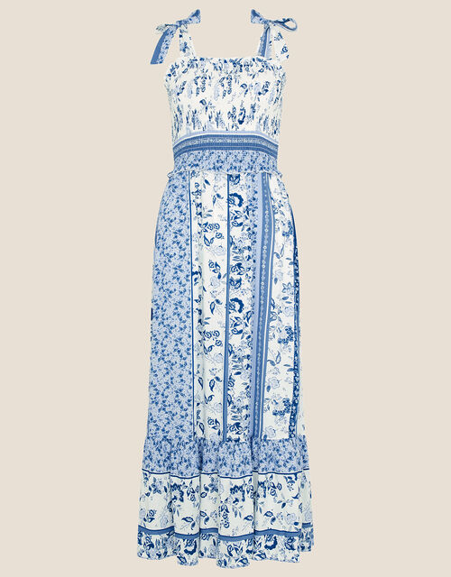 Strappy Floral Border Sundress in LENZING™ ECOVERO™, Blue (BLUE), large