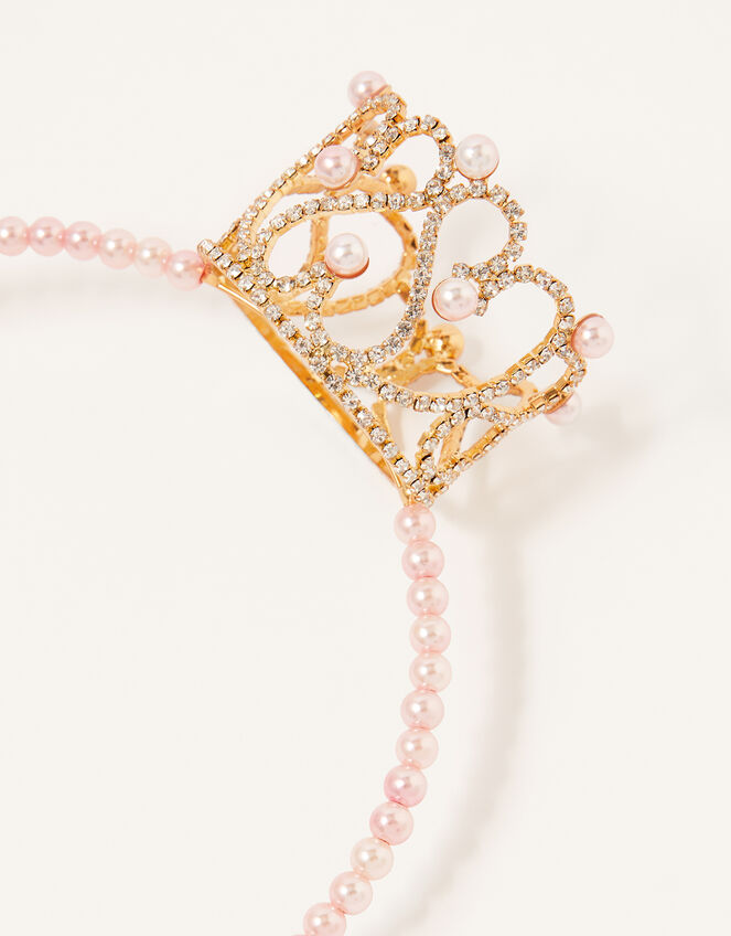 Pearl Diamante Crown Headband , , large